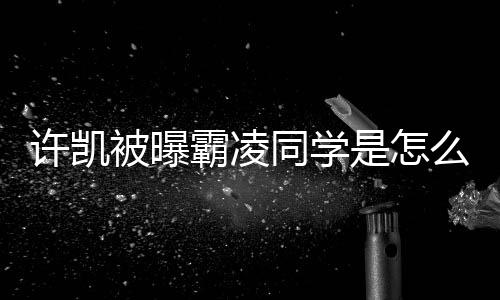 么回许凯被曝霸凌同学是怎事 于正回应发文